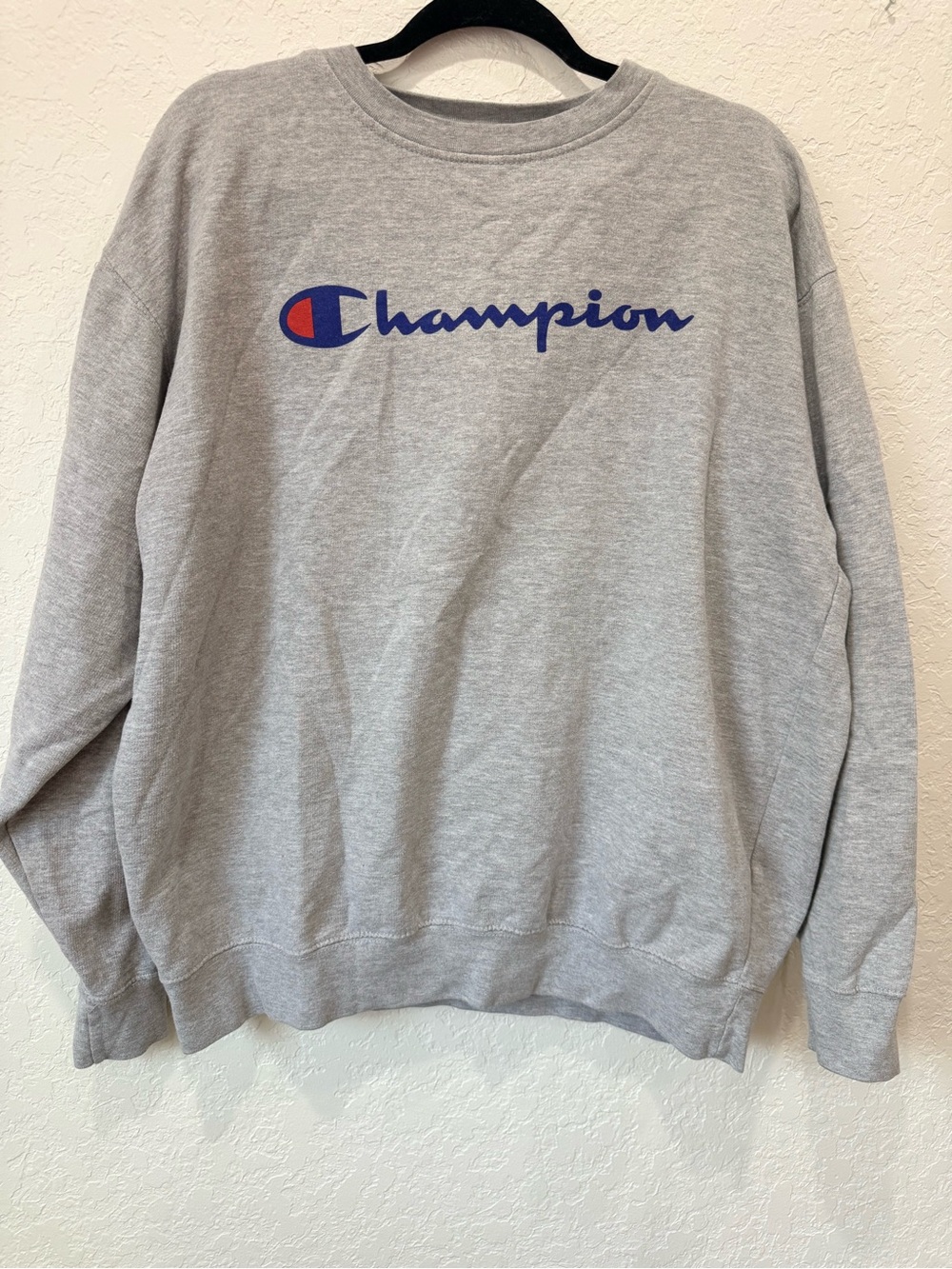 Champion Crewneck Sweatshirt - Gray with Blue Logo